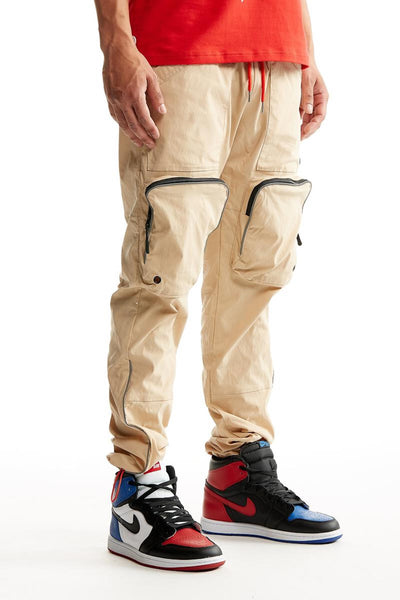 MATTE NYLON UTILITY CARGO PANTS (SAND)