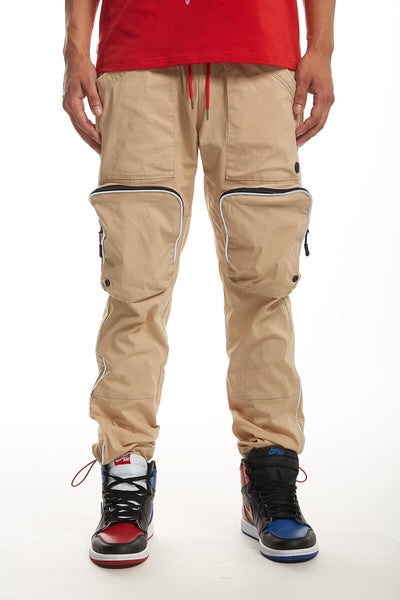 MATTE NYLON UTILITY CARGO PANTS (SAND)