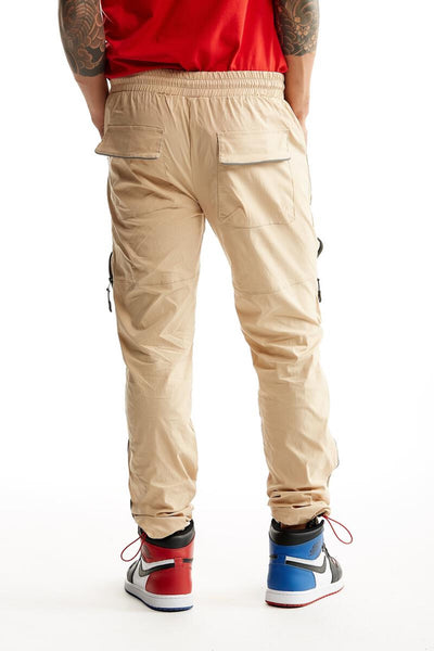 MATTE NYLON UTILITY CARGO PANTS (SAND)