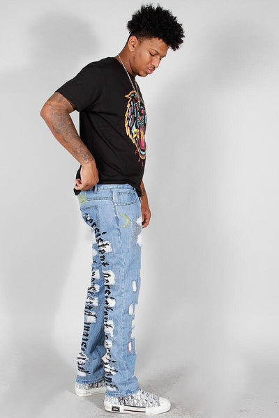 509 "PERSISTENT" DESTROY JEANS (BLACK EMBROIDERY)