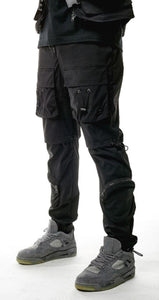 NYLON MULTI CARGO PANTS (BLACK)