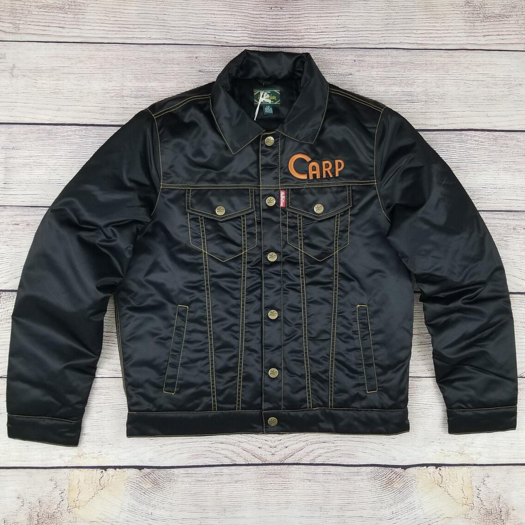 HIROSHIMA CARPS TRUCKER SATIN JACKET (BLACK)