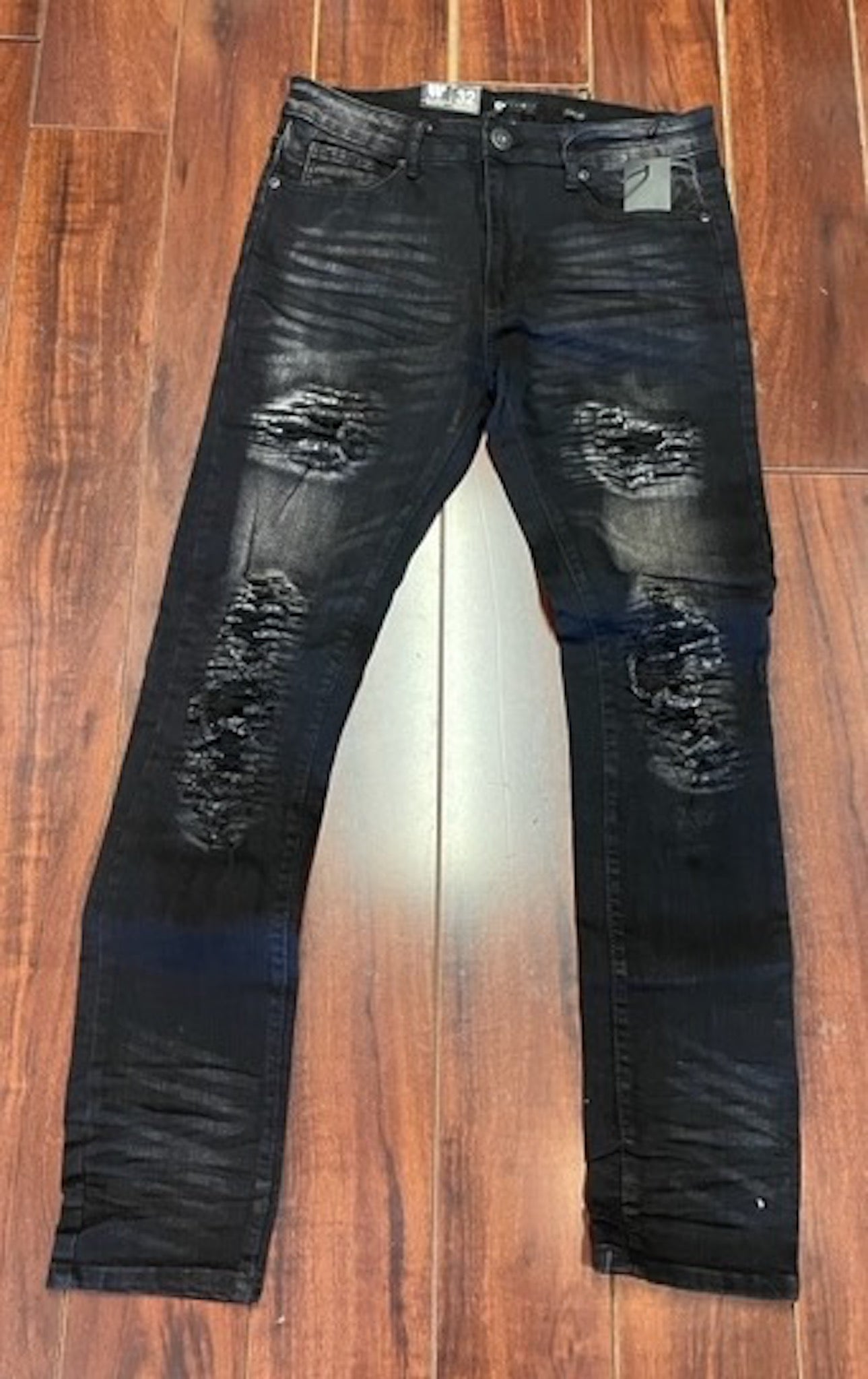 BLACK DISTRESSED DENIM 2