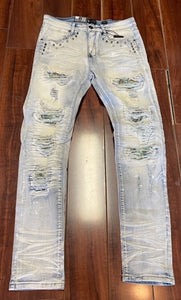 RIVETS AND RIPS DISTRESSED DENIM