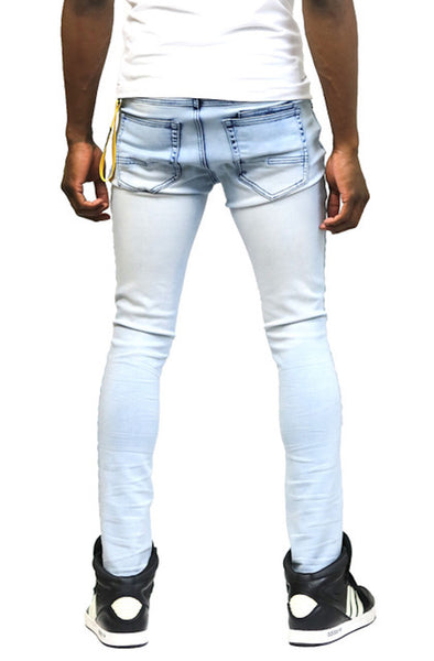 DISTRESSED LIGHT WASH DENIM